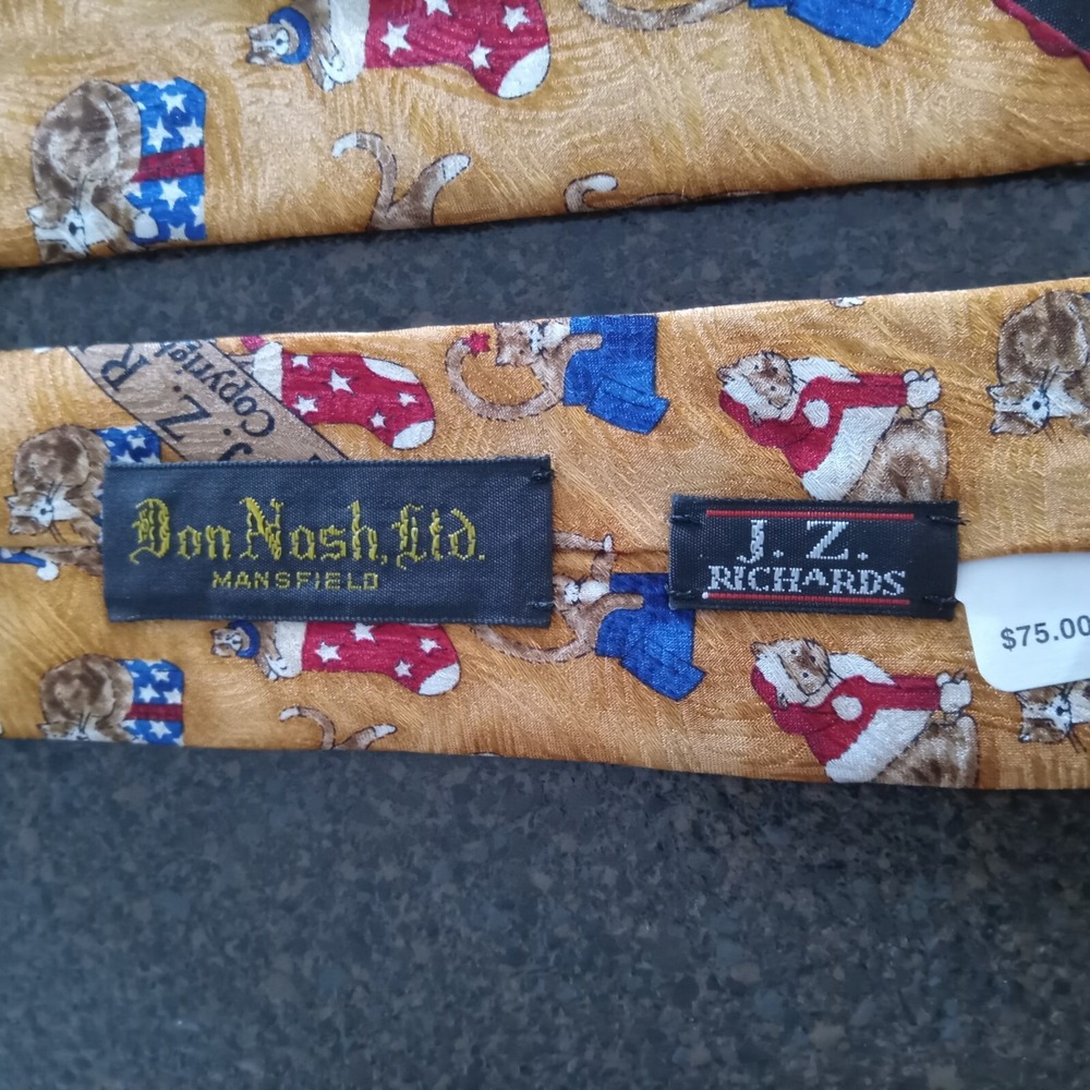 J.Z. Richards Handmade All Silk Christmas Kittens Necktie‎ Lot 0f 3 - Picture 6 of 8
